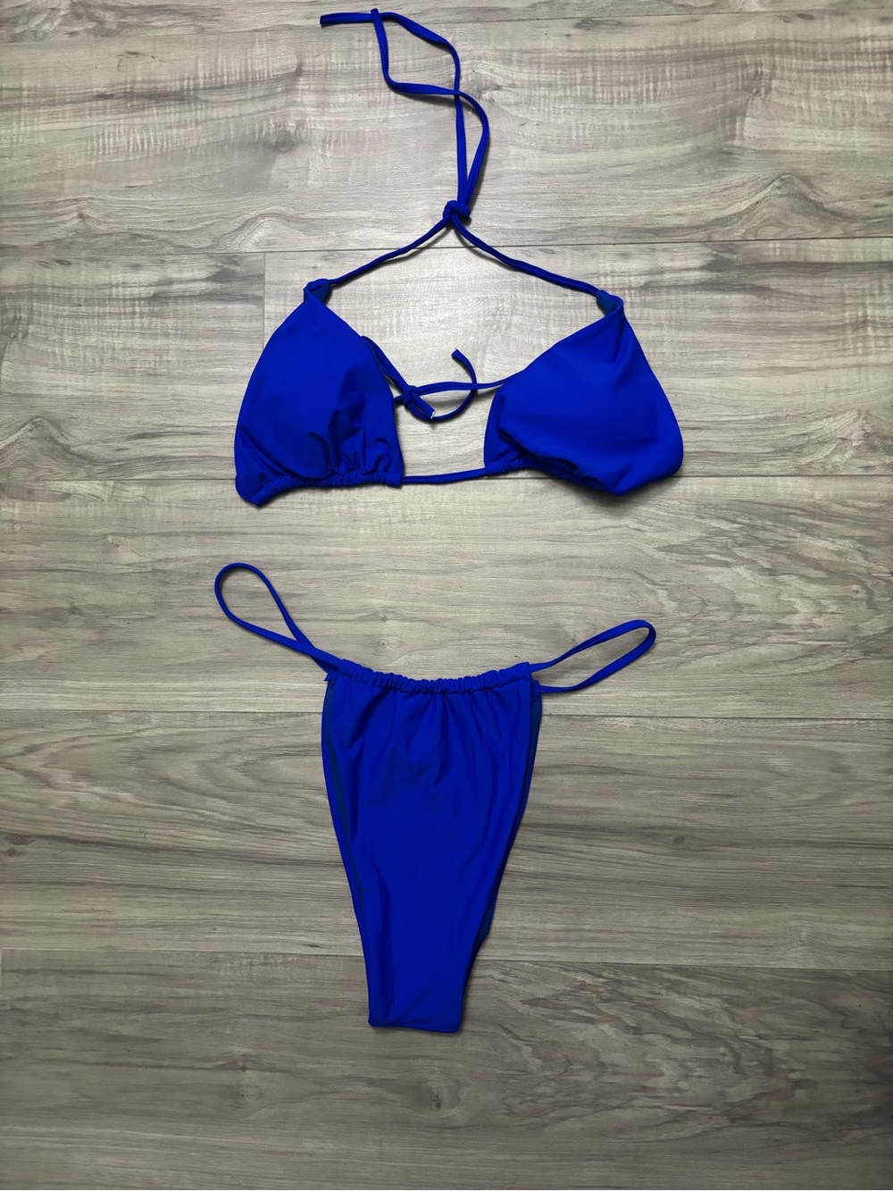 Matte Collection Swim Classic Triangle Bikini Set in Royal Blue